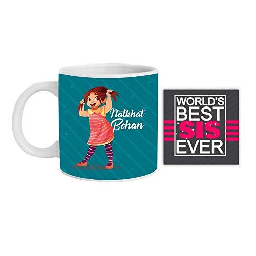 YaYa cafe YaYa Cafe Birthday Bhaidooj Sweets Gift Combo for Sister Natkhat Behan Hamper Set of 3- Mug, Coaster, Kaju Katli - 100 gm