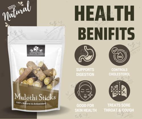 NATURE YARD NATURE YARD Mulethi Stick Organic for Eating - 100 Gm - Licorice root/Yastimadhu/Glycyrrhiza glabra SticksF/for Hair and Body care-100% Natural & AntiOxidant