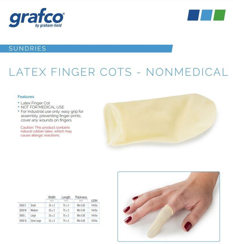 Graham Field Grafco 3908 S Latex Finger Cots Non-Medical Small (Pack of 144)