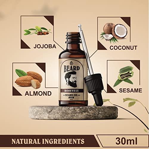 Rosevely Beard Growth Oil For Men Fast Growth Advanced - 30ml - Beard Growth Oil for Patchy Beard, With Redensyl and DHT Booster, Nourishment & Moisturization, No Harmful Chemicals Hair Oil (30 ml)