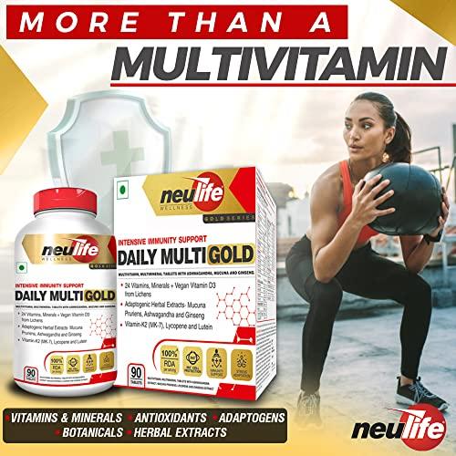 VITROVEA Neulife DAILY-MULTI GOLD Advanced Multivitamin w/MK-7, Adaptogens, Antioxidants & Natural Extracts - 90 Tabs (Pack of 2)