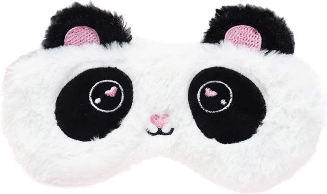 AUXA AUXA ute Panda Sleeping Mask Soft Fluffy Plush Blindfold Funny Novelty Sleep Mask Eye Cover Eyeshade for Girls Boys Women Men Kids Night Nap Travel Meditation 1pc