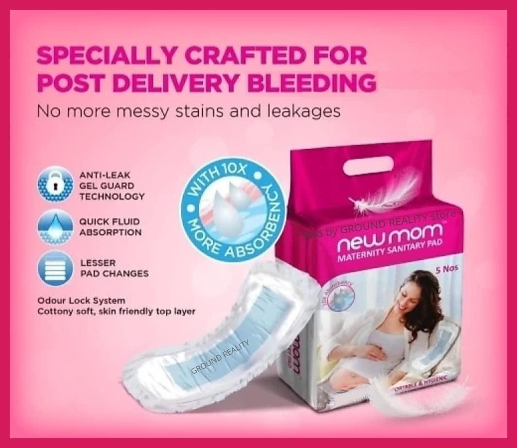 TUNSECHY TUNSECHY (Set of 25) New Mom Disposable Maternity Sanitary Pads for Women. 20 Medi pads for Medium Flow (450ml) + 5 XXXL size New Mom Panty Pad Fixator (washable and reusable) New Post Pregnancy Kit