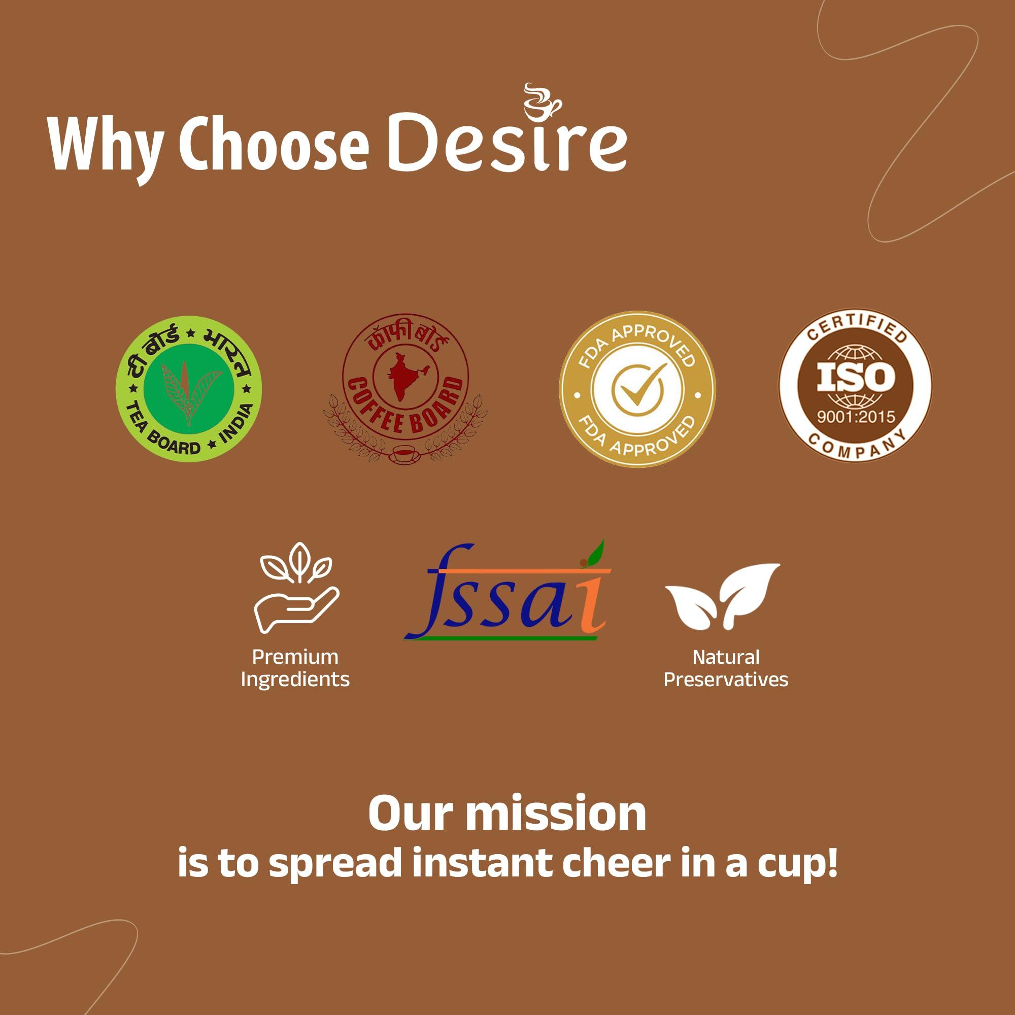 Desire Desire Coffee Premix - Cappuccino Coffee Premix For Vending Machine, Coffee Powder For Coffee Machine or Manual Use - 1 KG Pack Serves 80 Cups - Just Add Hot Water & Enjoy