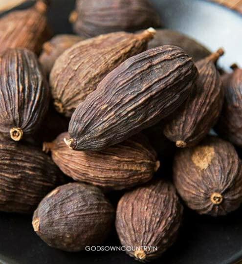 GODSOWNCOUNTRYIN GODSOWNCOUNTRYIN Organic Black Cardamom Pods - Cooking Spice Flavour Indian Badi Elaichi, Kali Elaichi, Minty Aromas, Spice Blend, Warming Mixture (150 grams)