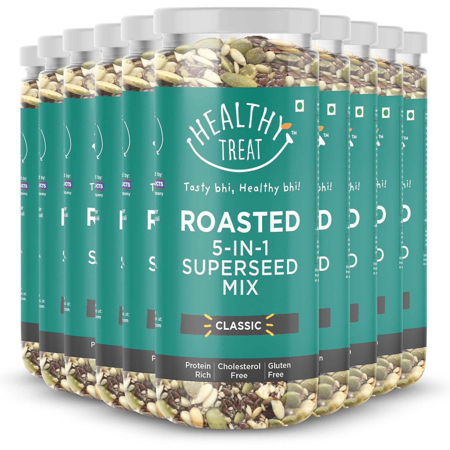 Healthy Treat Healthy Treat Roasted 5 in 1 Super Seeds Mix Combo 1.5 kg (Pack of 10-150 gm Each) | Trail Mix | Seeds Mix | Roasted Seeds Mix for eating | A blend of Pumpkin seeds, Flax seeds, Watermelon seeds, Chia seeds, and Sesame seeds | Mixed Seeds for Weight 