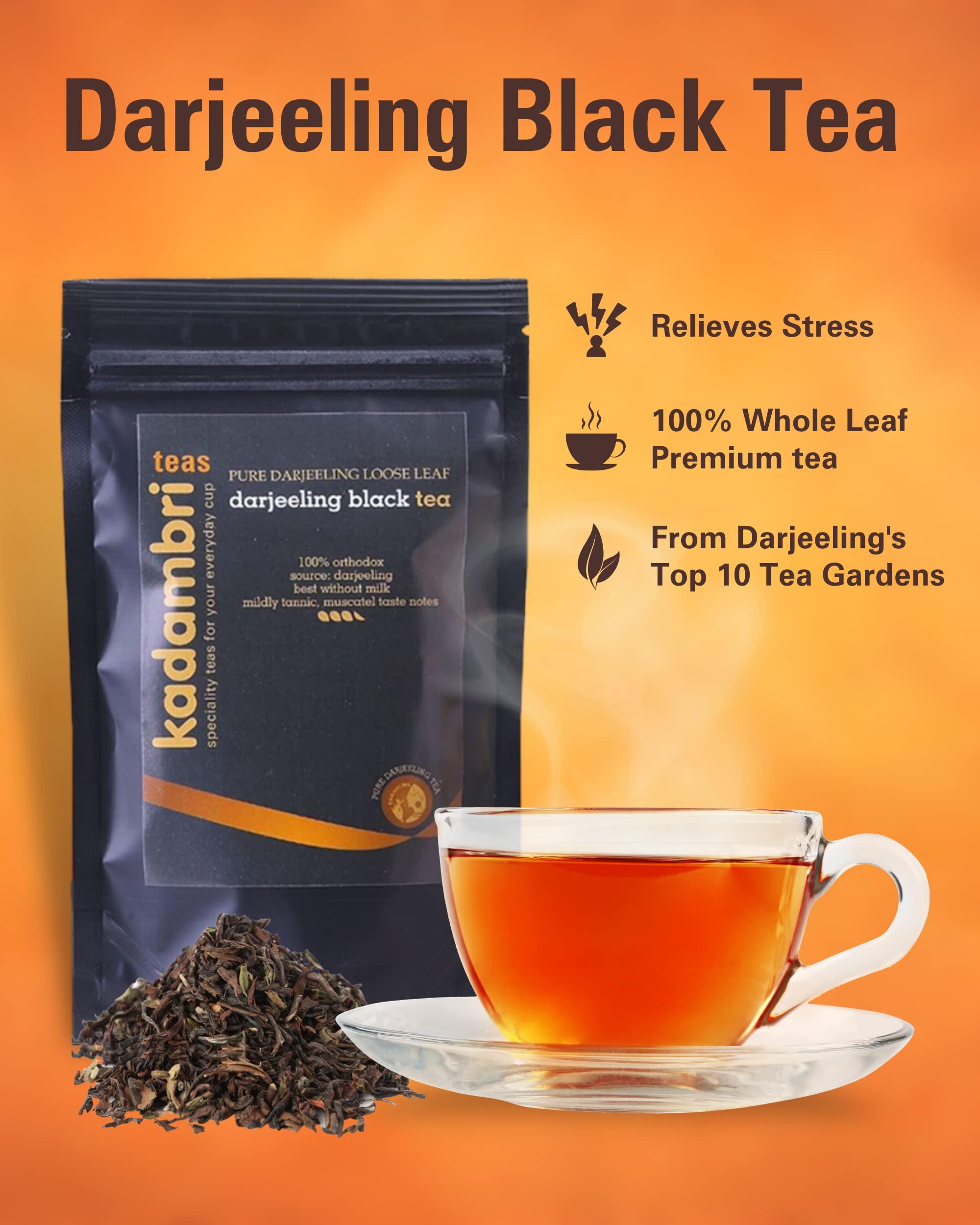 Kadambri Teas Kadambri Teas Rakhi Gift Hamper for Brother, Bhabhi and 1 Kid || Luxury Rakshabandhan Gift Set || Gift Box Contains: 1 Premium Darjeeling Tea (50 gm), 1 Pure Assam Chai (100gm), 3 Rakhis, Roli Chawal in Floral Linen Jute Bag (1 Kids & 2 Adults Rakhis