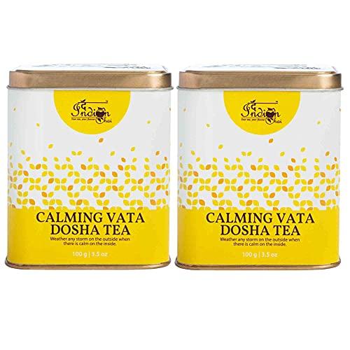 The Indian Chai The Indian Chai - Calming Vata Dosha Tea 200g with Ginger, Mulethi, Ajwain etc for Bloating & Cramping, Helps with Digestion, Helps Reduce Stress, Ayurvedic Herbal Tea