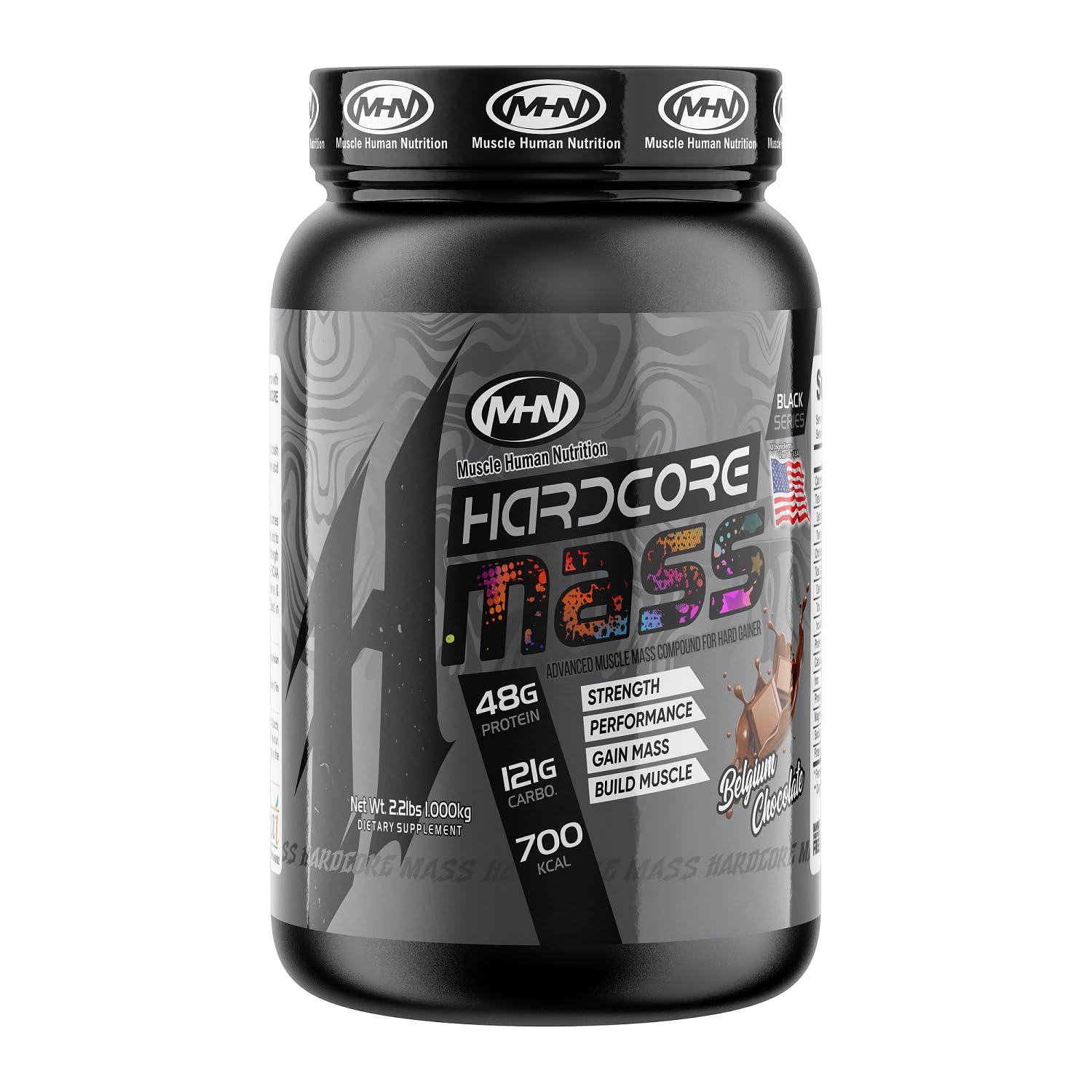 MHN MHN Hardcore Mass Gainer 1kg Belgium Chocolate Flavor Advance Build Mascle Mass & Strength