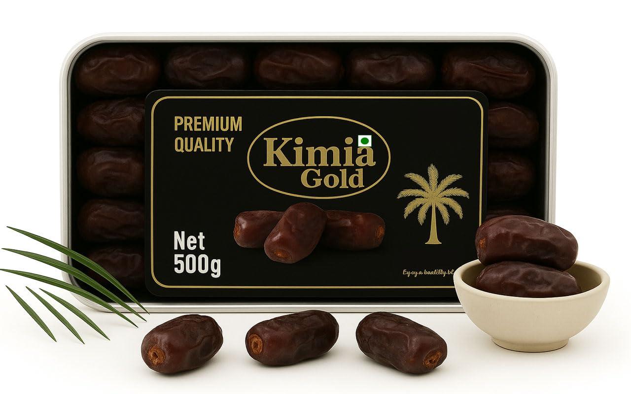 ifah Ifah Kimia Gold Dates 1kg, 100% Natural khajur dry fruits (Gluten Free, Non-GMO & Vegan) (gift pack 500g X 2)
