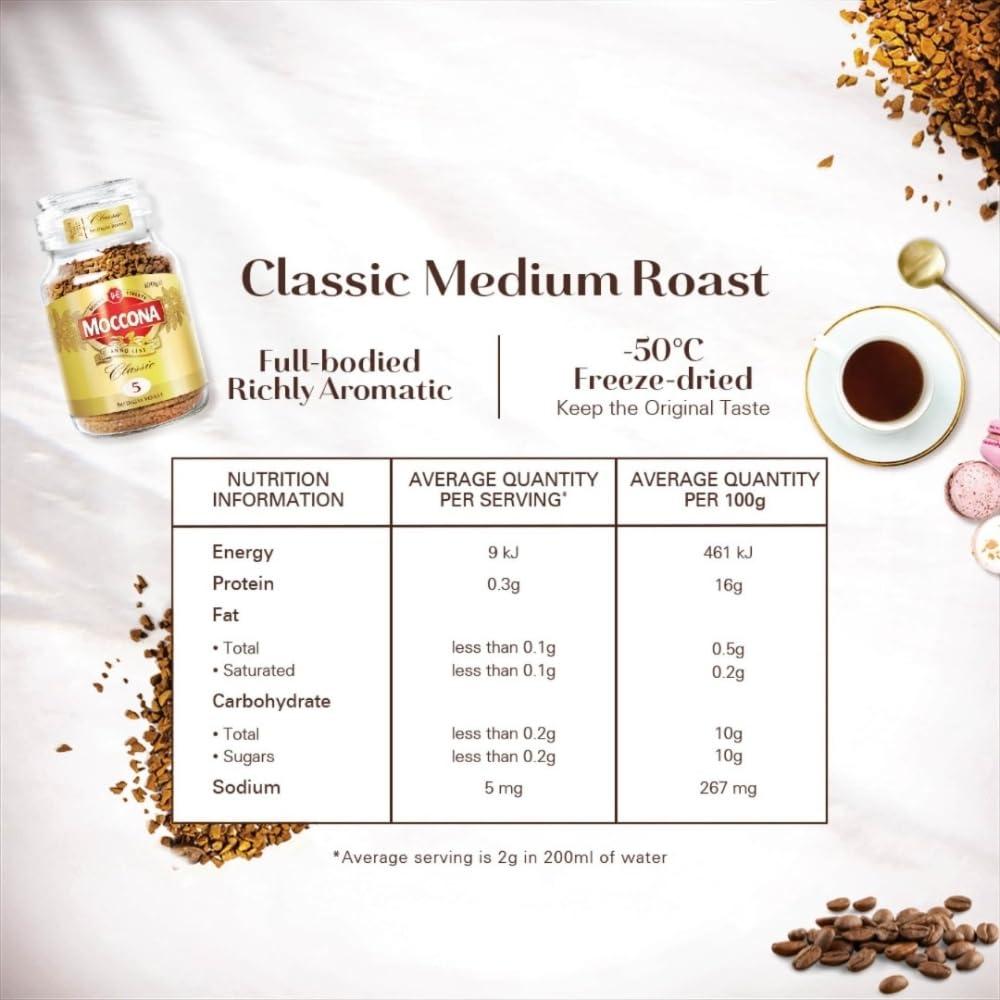 Moccona Moccona | Classic Medium Roast| Classic Decaffinated| Instant Coffee | 200g | Combo of 2