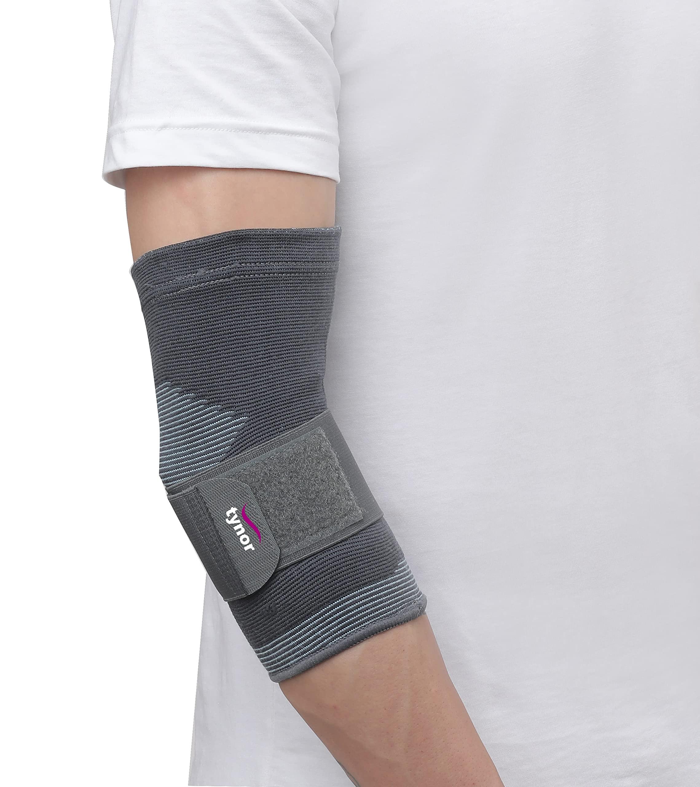 TYNOR Tynor Elbow Support, for Joint Stability & Pain Relief | Breathable & Lightweight for Sports, Arthritis, Workout, Gym & Exercise | Easy Elbow Movement With Comfort | Pack of 1 (Grey, Small)