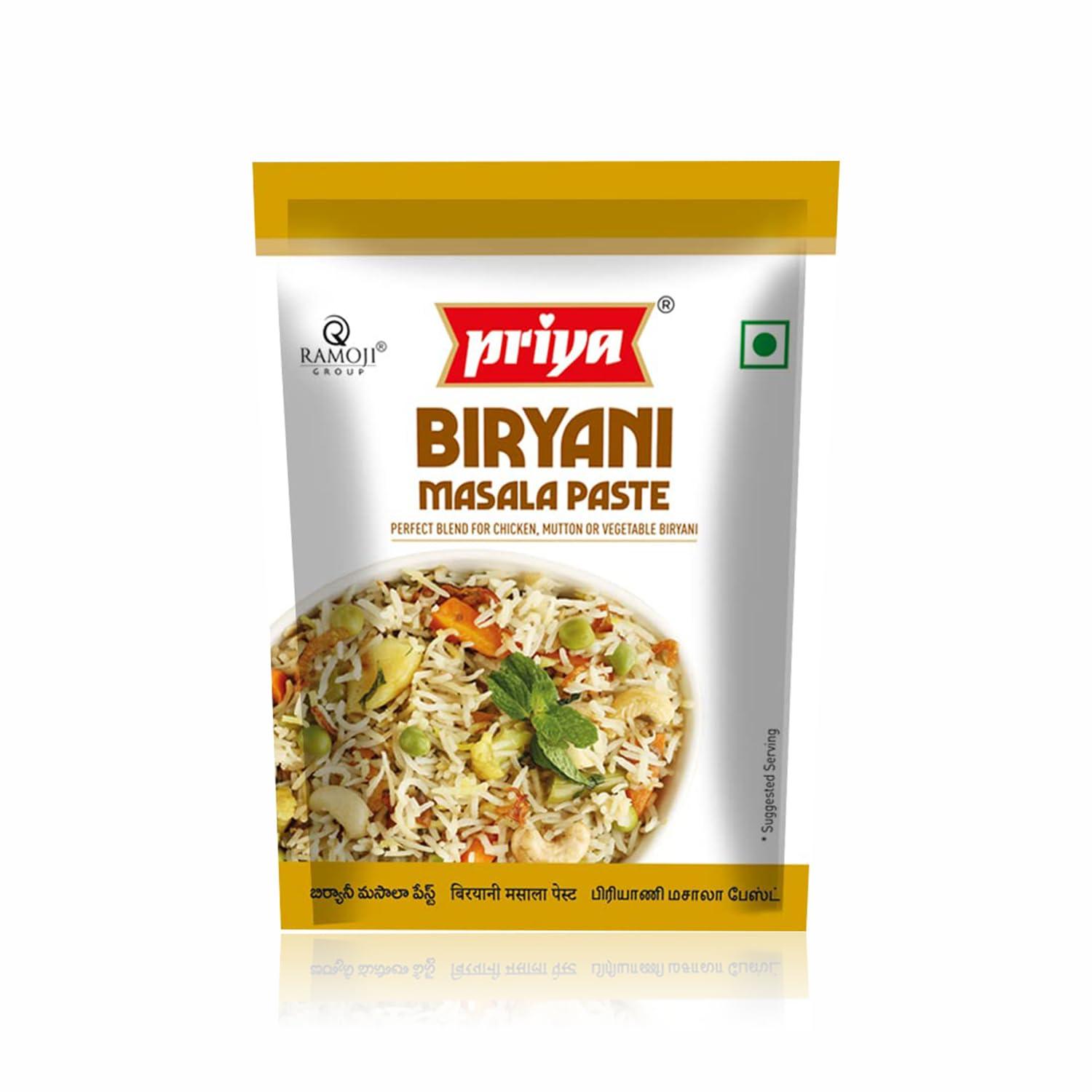 Priya Priya Biryani Masala Paste -100G (Pack Of 4) | Ready To Cook | Naturally Processed | Authentic Aroma And Flavour For Cooking, Vegetable Masala