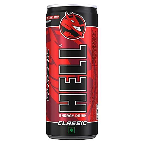 HELL ENERGY HELL ENERGY DRINK CLASSIC 250ML- Pack of 24 (250ML X 24), Golden, Regular