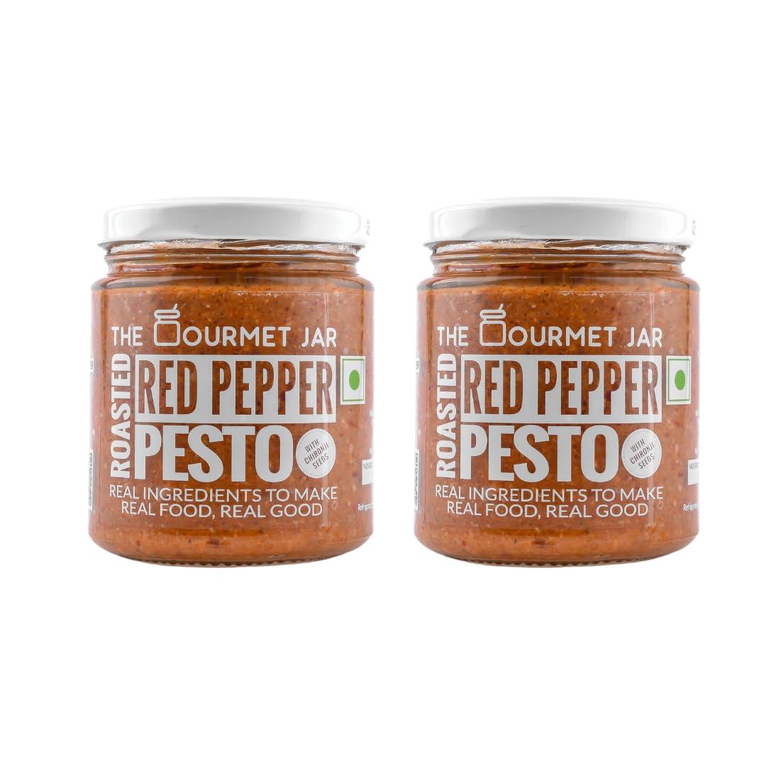 The Gourmet Jar The Gourmet Jar Roasted Red Pepper Pesto 190g| 100% Natural & No Preservatives| Contains 78% Red Bell Peppers| Sandwich Spread| Enjoy it with pasta, as a spread for sandwiches or as a dip for crackers & lavash sticks| Pack of 2