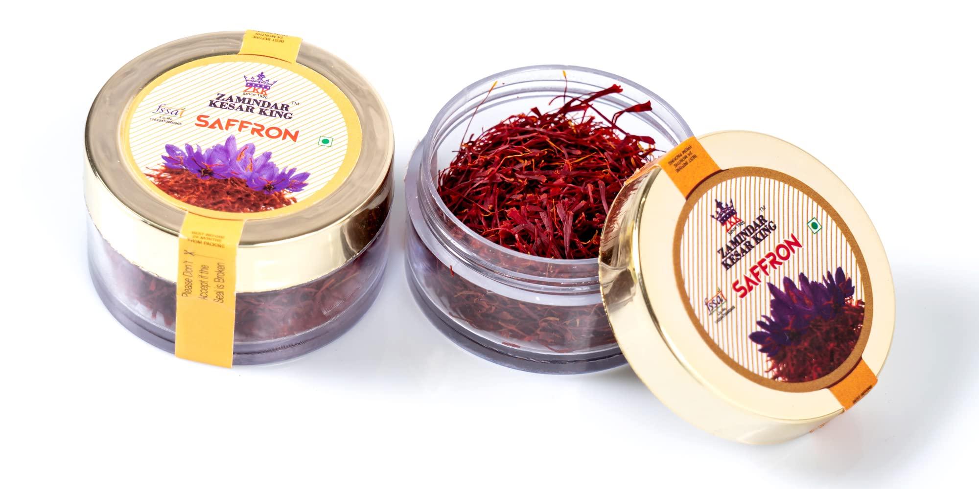 ZAMINDAR KESAR KING ZAMINDAR KESAR KING Saffron Pure Kashmiri Mongra Kesar Value Pack Grade A+ for Pregnant Women | Pooja | Biryani | Tilak | Milk and Skin Pack of 5 GM