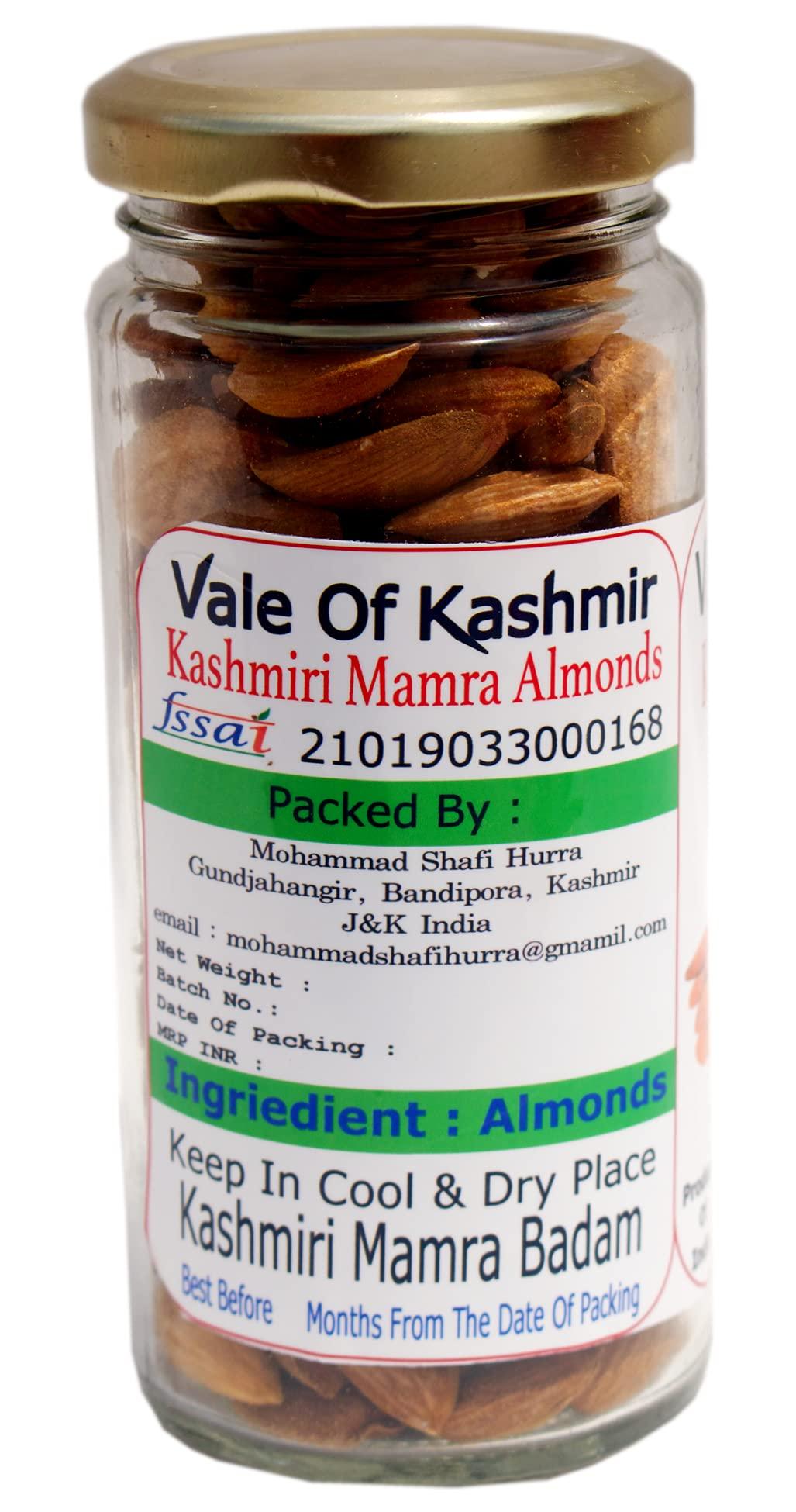 Vale Of Kashmir Vale Of Kashmir Kashmiri Walnut Kernels & Kashmiri Mamra Almonds in Glass Bottle 1kg , Pack of 10 Kashmiri Akhrot Bdam Giri 500gm Each