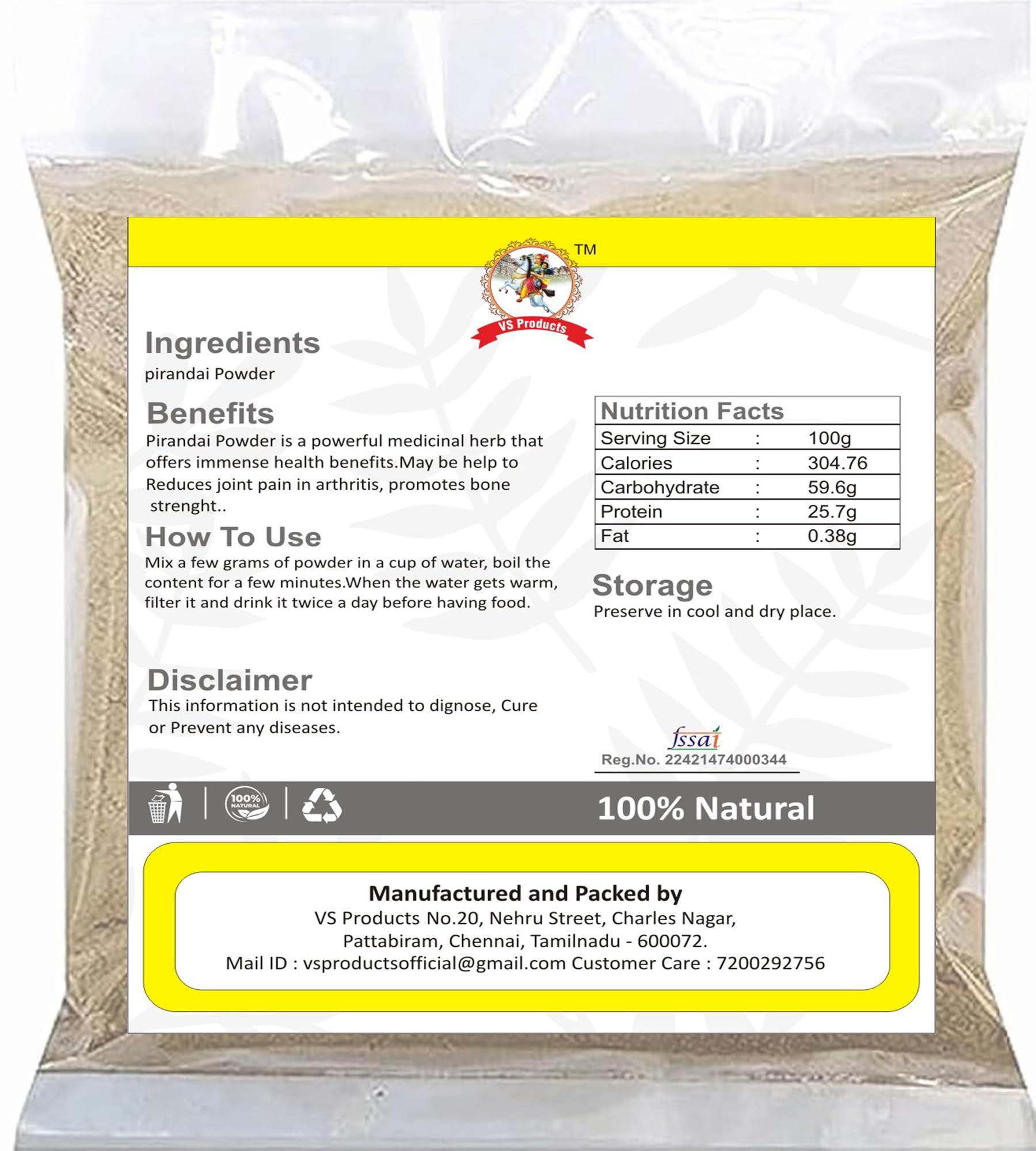 VS Products VS Products Pirandai Powder,100g, Nalleru, Cissus Quadranglaris, Hadjod, Veldt Grape Powder,(pack of 1x 100g)