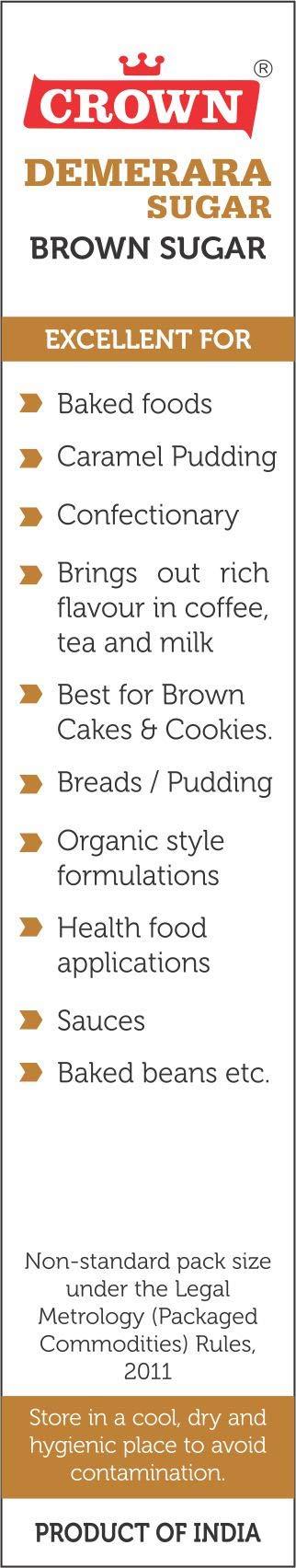 Crown Demerara Sugar / Brown Sugar 900g (225g x Pack of 4)