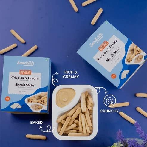 Snackible MU(N)CH BETTER Snackible Dipsters Cookies and Cream Dip with Biscuit Sticks (Pack of 24) - 24x30gm | Baked | Biscuits & Dip | Munching |Cookies & Cream