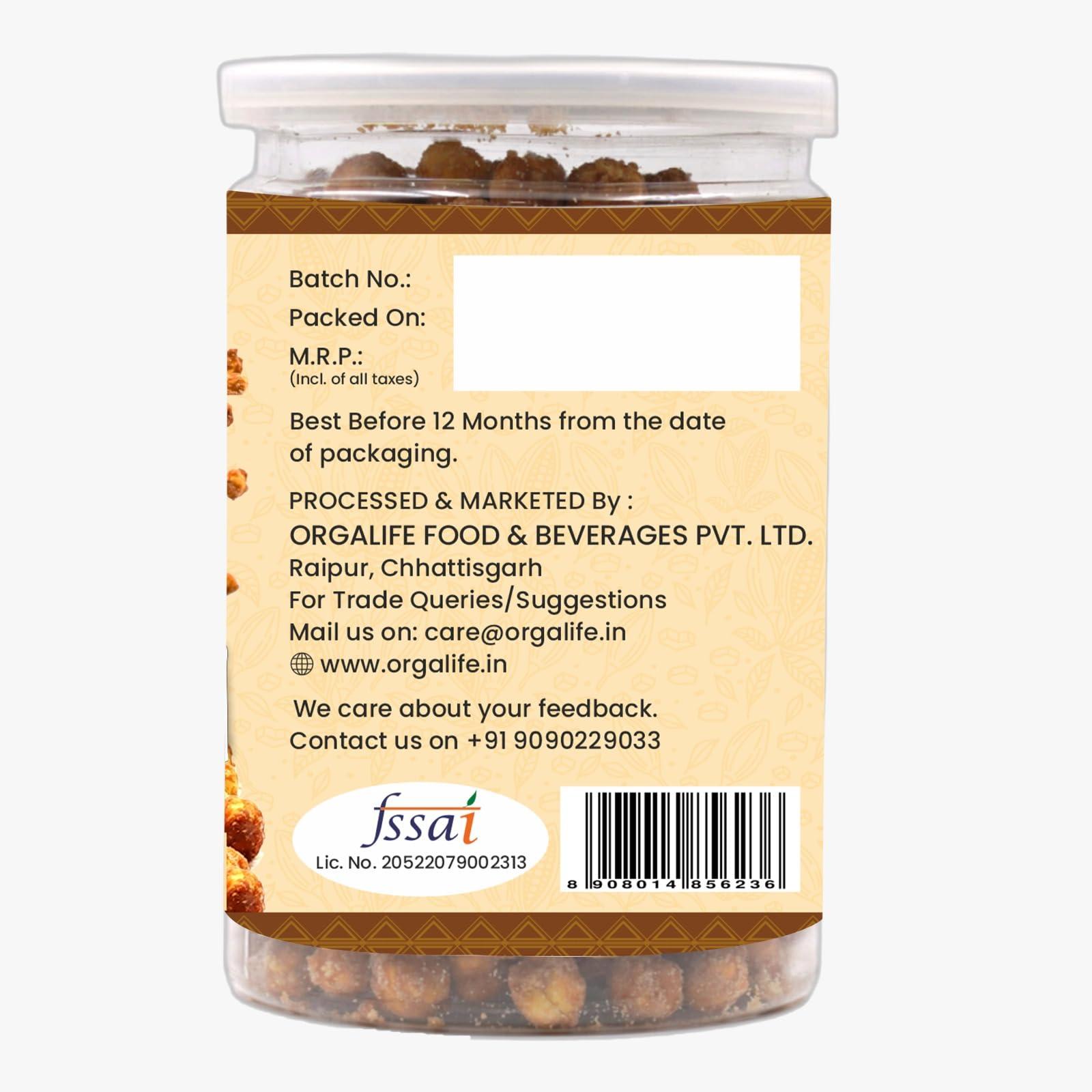 Orgalife Orgalife Healthy Treat Organic Gud Chana 180g | High protin | Deliciously Roasted Chana Coated in Jaggery | Roasted Chickpeas with Natural Jaggery | Immunity Booster | Sweets Snacks With Jaggery