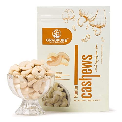 GRABPURE GRABPURE 100% Pure Whole Cashew Nuts W280 Quality | Kaju | Cashews Dry Fruits- 250 Grams each (Pack of 2)