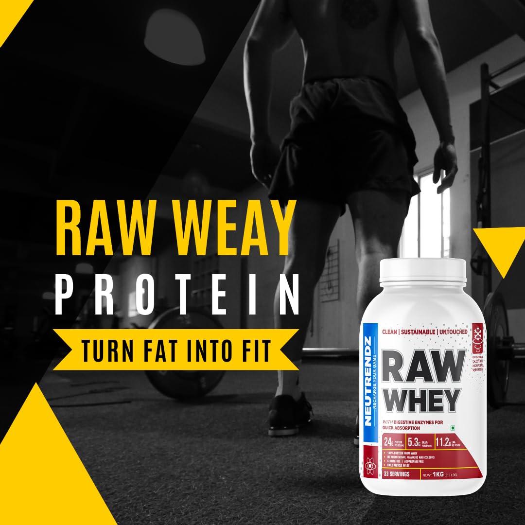 Neutrendz RAW WHEY 24G Protein 5.3g BCCA Per Serving (1kg)