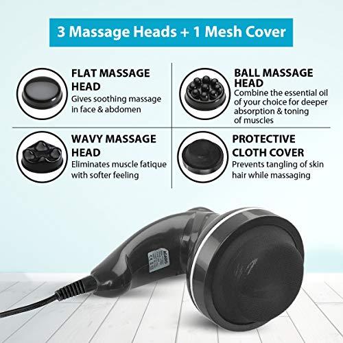 AGARO AGARO Electric Handheld Full Body Massager with 3 Massage Head & Variable Speed Setting, Black & AGARO CM2109 Sonic Facial Cleansing Massager with Silicone Brush & Anti-Aging Massager - Massager Combo