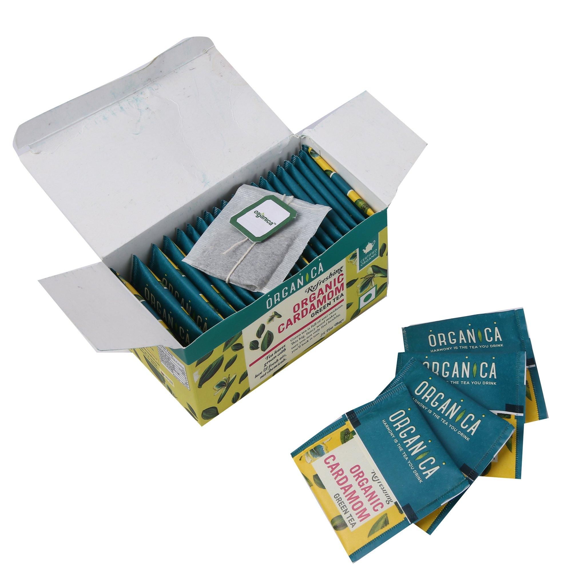 Organica Organica Cardamom Green Tea Elaichi Chai 25 Tea Bags