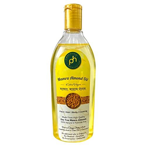PH PHs Organic Kashmiri Mamra Almond Oil 200ml | Cold Pressed Watermill (Gharat) extracted in Kashmir valley | Extra Virgin | Mamra badam Rogan rich in Vitamin E good for Hair Skin and Diet
