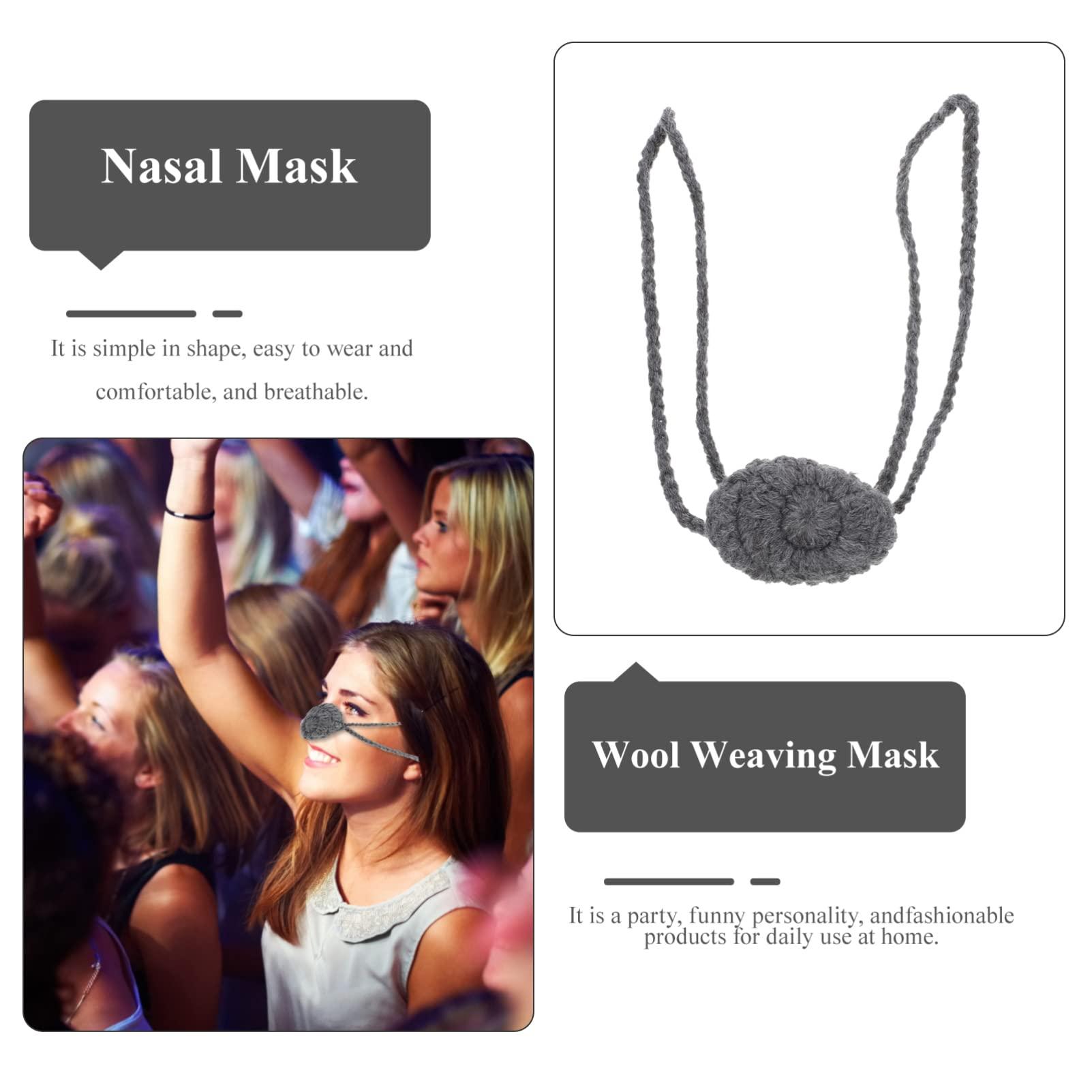 HEALLILY HEALLILY Crochet Nose Warmer - Hand Made Wool Weaving Nasal Mask Keep Your Nose Warm Antifreeze Breathable Nose Mask (Grey)