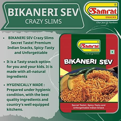 SAMRAT SAMRAT| BIKANERI SEV Crazy Slims Tangy & Crispy Taste Namkeen|Ghar Jaisi Hi Namkeen|Healthy Snacks|Every Day Fresh Indian Snacks |Traditional Indian Snacks| (400G)
