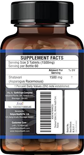 HOLYCO HEALTH - RETRACK TO NATURE Shatavari Tablet - 180 tablets | Known as Wild Asparagus racemosus, Satavar, Satmuli, Shatamuli, Satavari tablets | Natural, No Additives and Preservatives