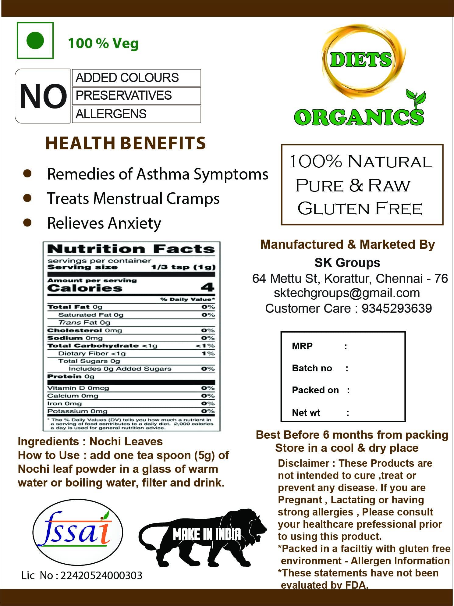 DIETS ORGANICS DIETS ORGANICS Nochi Leaves Powder 100Gms (2) | Nirgundi Powder- 100 GMS