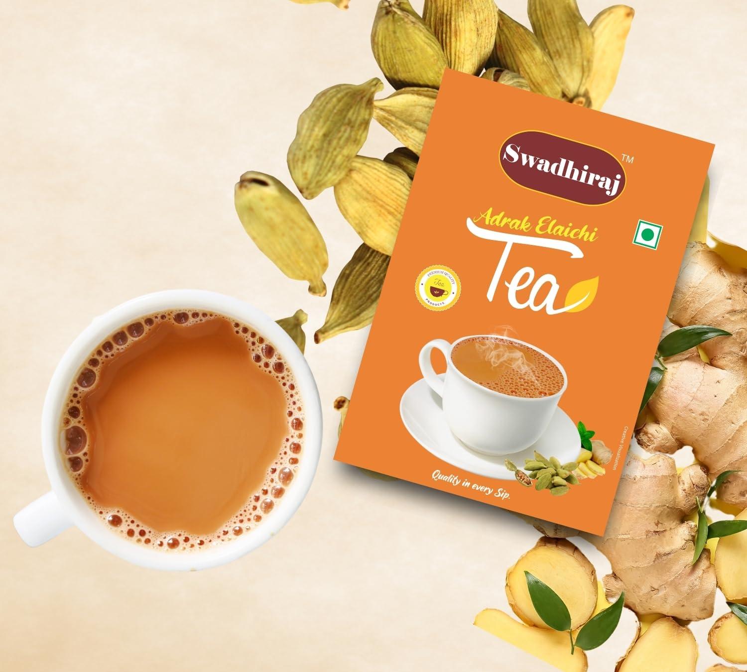 Swadhiraj Swadhiraj Adrak Elaichi Tea Powder - Tea 250gm| Masala Tea | Ginger Cardamom Tea| Adrak Elaichi Chai Powder| Masala Chai Patti - Pure Original Ginger & Cardamom