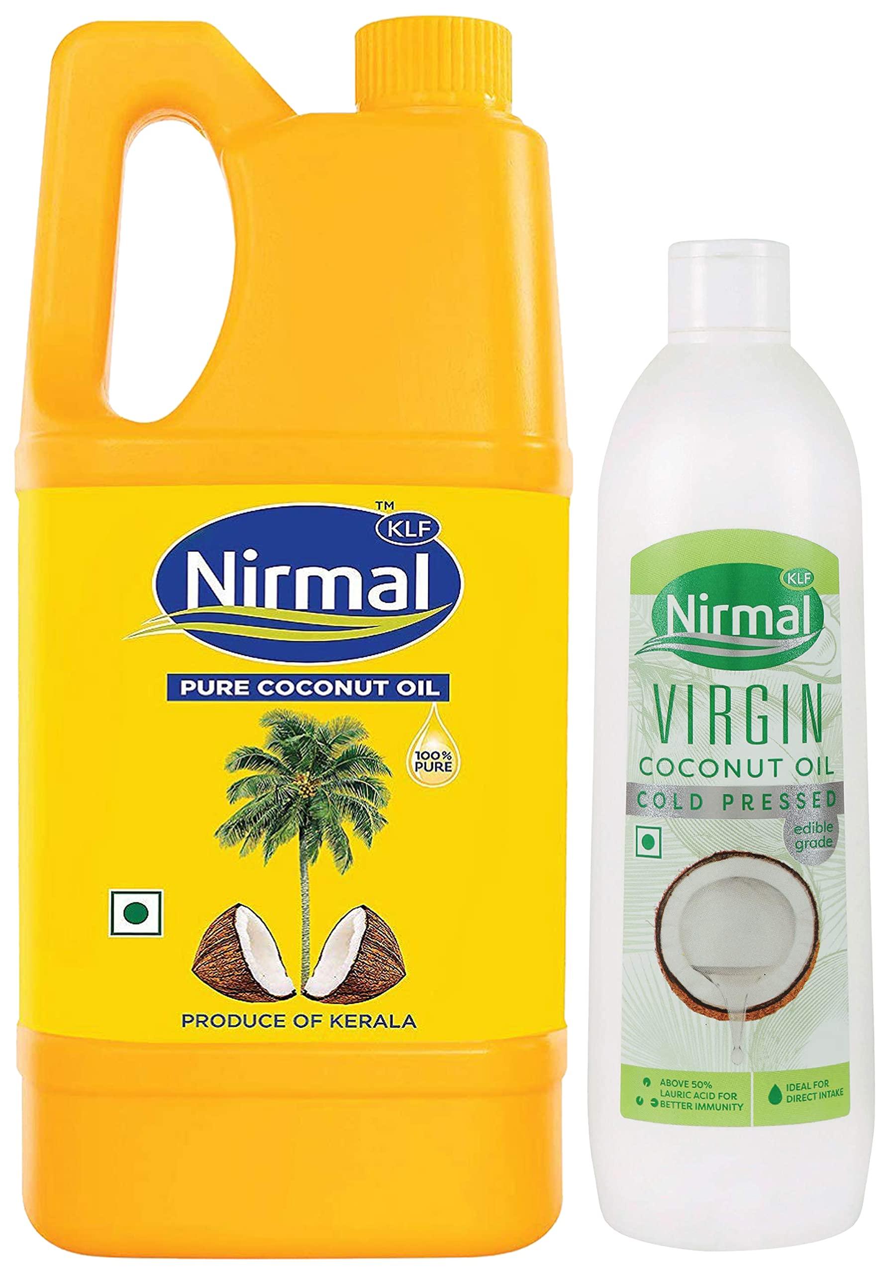 KLF Nirmal KLF Nirmal 100% Pure Coconut Oil, 1L Jar & KLF Nirmal Cold Pressed Virgin Coconut Oil, 500 ml