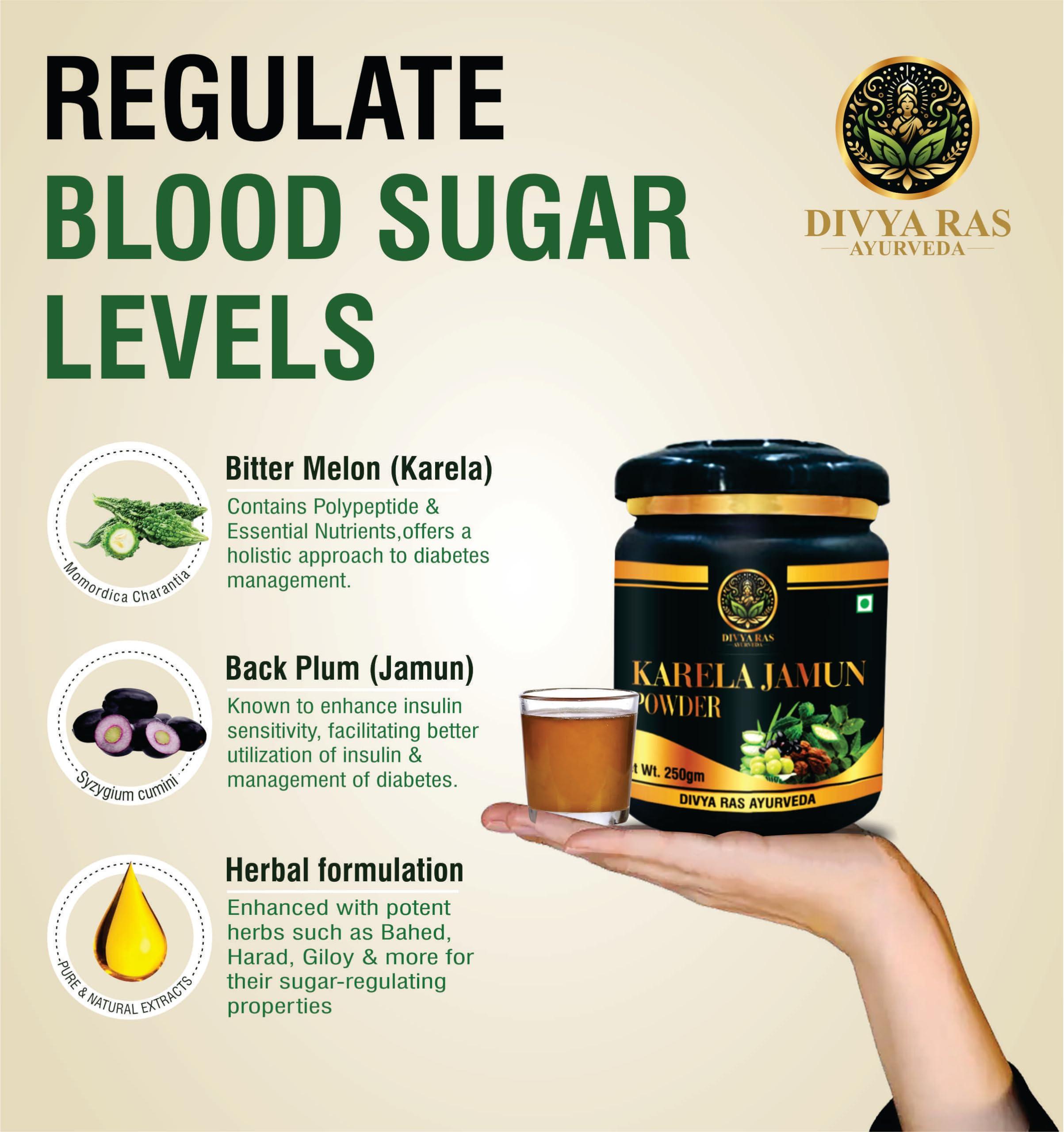 Veloce Herbals Pvt. Ltd. DIVYA RAS AYURVEDA Karela Jamun Powder With 18 Potent Herbs Helps Regulate Sugar Management -Pack of 250 Gm Jar