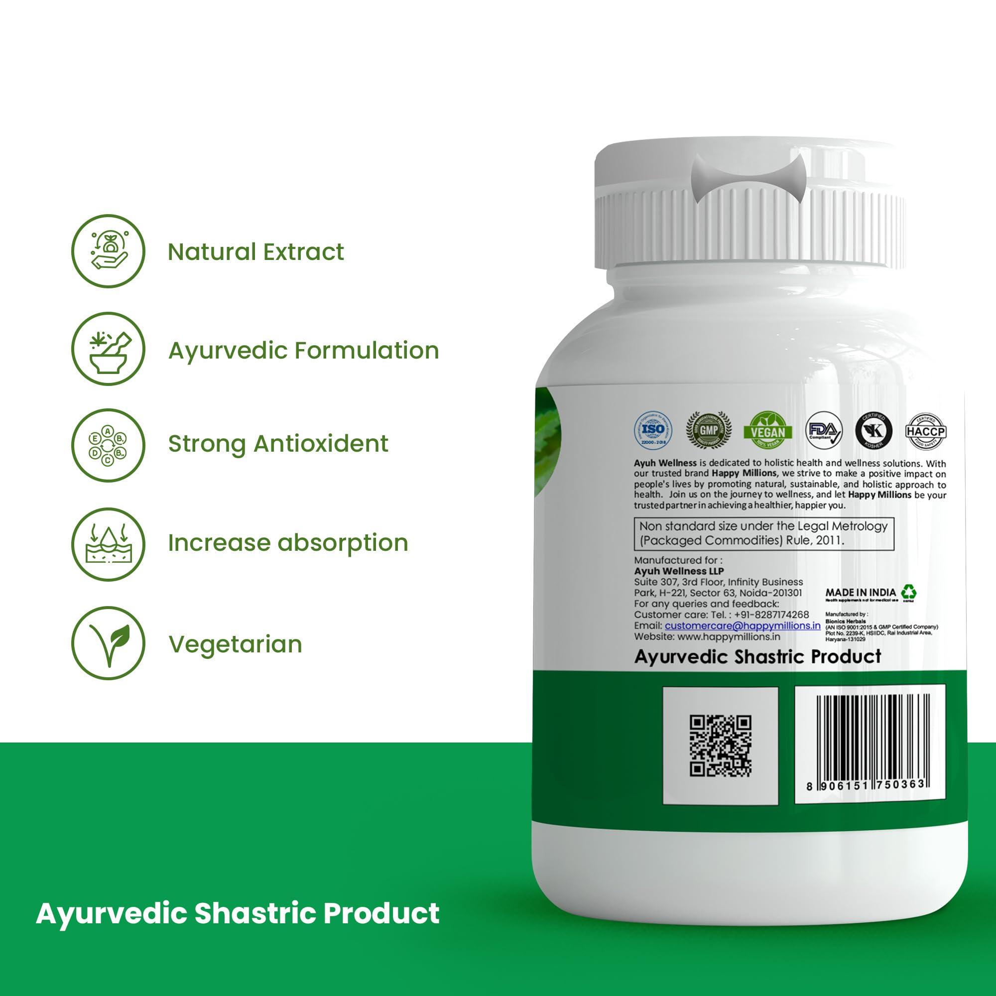 HAPPY MILLIONS HappyMillions Neem Ayurvedic Tablets | Blood Purifier, Liver Detox, Skin Health | Supports Acne and Pimple Control | 60 + 60 Tablets | Pack of 2