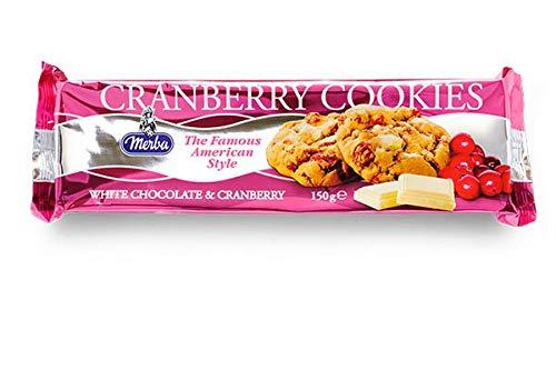 Merba Merba Chocolate Chip Cookies (25% chocolate) 150g & Merba White Chocolate & Cranberry Cookies 150g (Pack of 2)