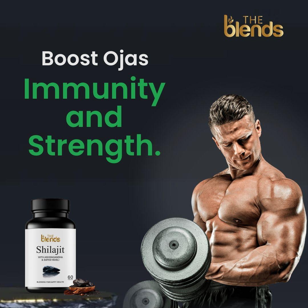 The blends The Blends Shilajit Capsule 500 MG with Ashwagandha and Safed Musli, For Men & Women Pack of 1 (60 Capsule)