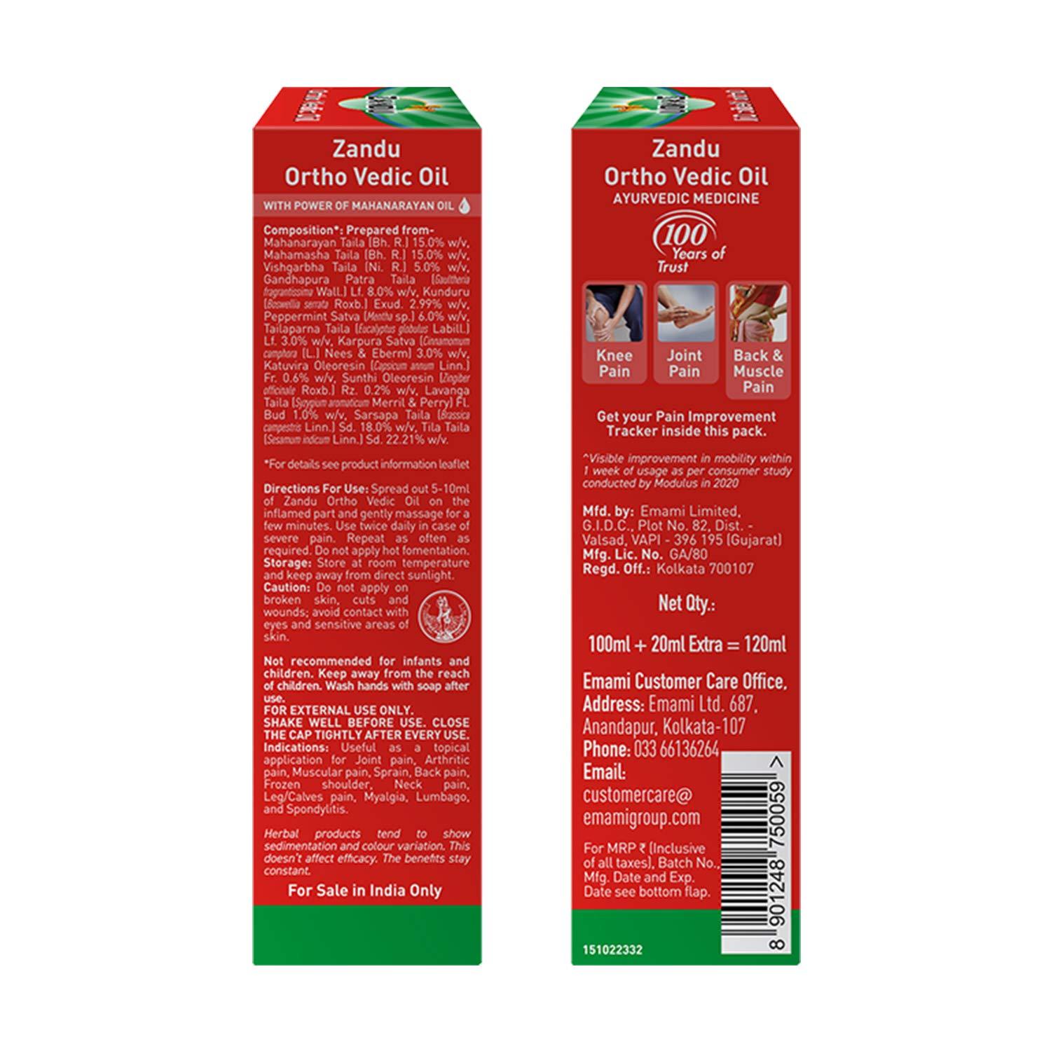 Zandu Zandu Ortho Vedic Oil - 120ml & Zandu Pancharishta Suitable for Diabetics, Sugarfree 450ml COMBO