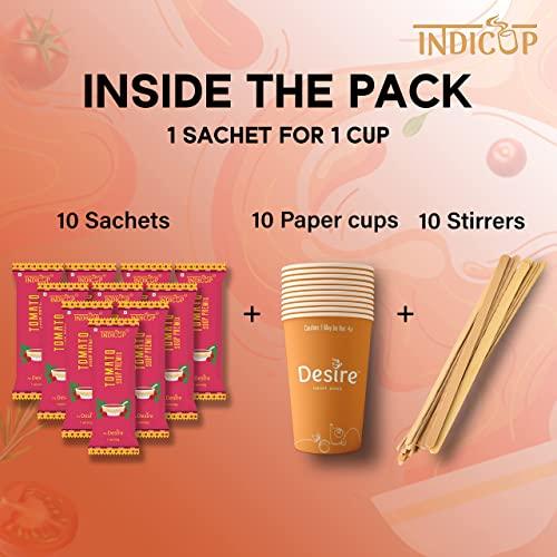 INDICUP Indicup Tomato Soup Instant Premix , Pack of 1- 10 sachets, Instant soup premix, Refreshing taste,