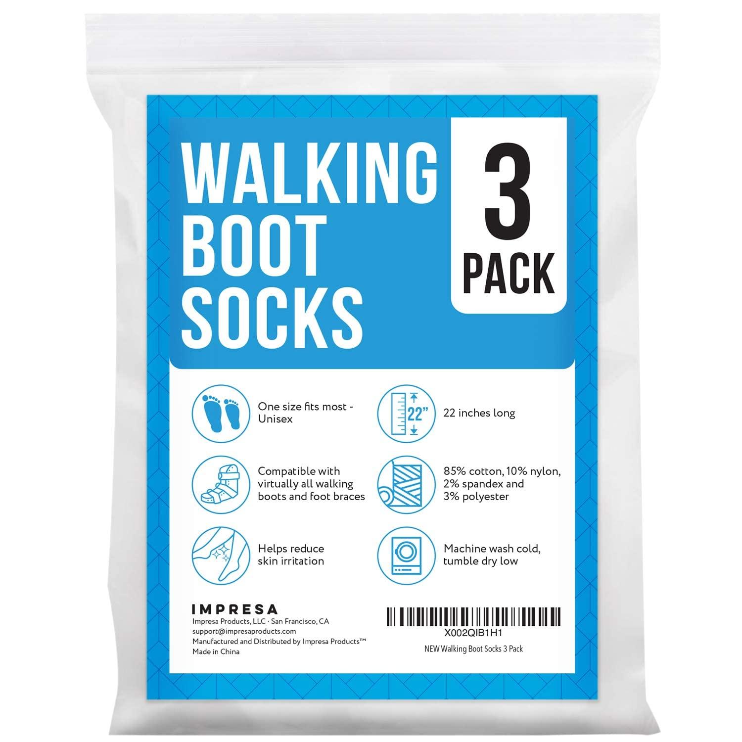IMPRESA [3 Pack] Impresa Replacement Sock Liner for Aircast Compression Walking Boot or Walker Brace - Breathable Orthopedics Socks for Cast Boot - Walking Boot Socks for Women and Men - One Size Fits Most