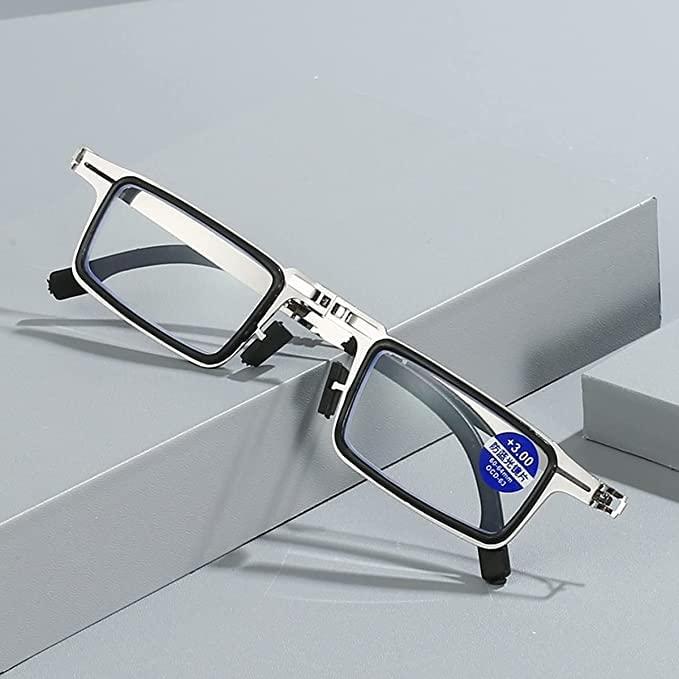Eletree Eletree Screwless Ultra Light Folding Glasses With Protective Shell, Anti-Blue Portable Compact Reading Glasses for Middle-Aged, and Elderly | Rectangular Frame (+2.50 power/55-60 Age)