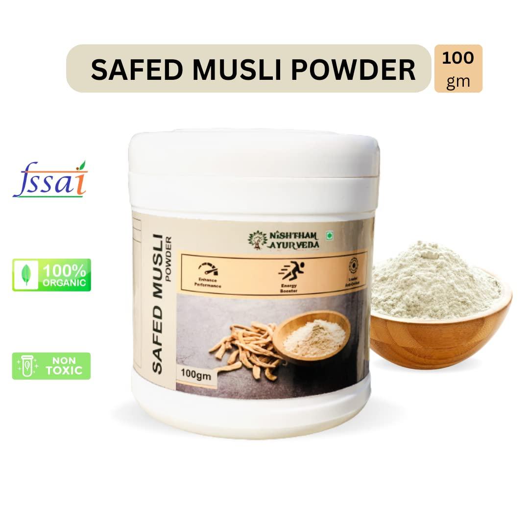 Nishtham Ayurveda ORGANIC SAFED MUSLI POWDER BY NISHTHAM AYURVEDA,100gm