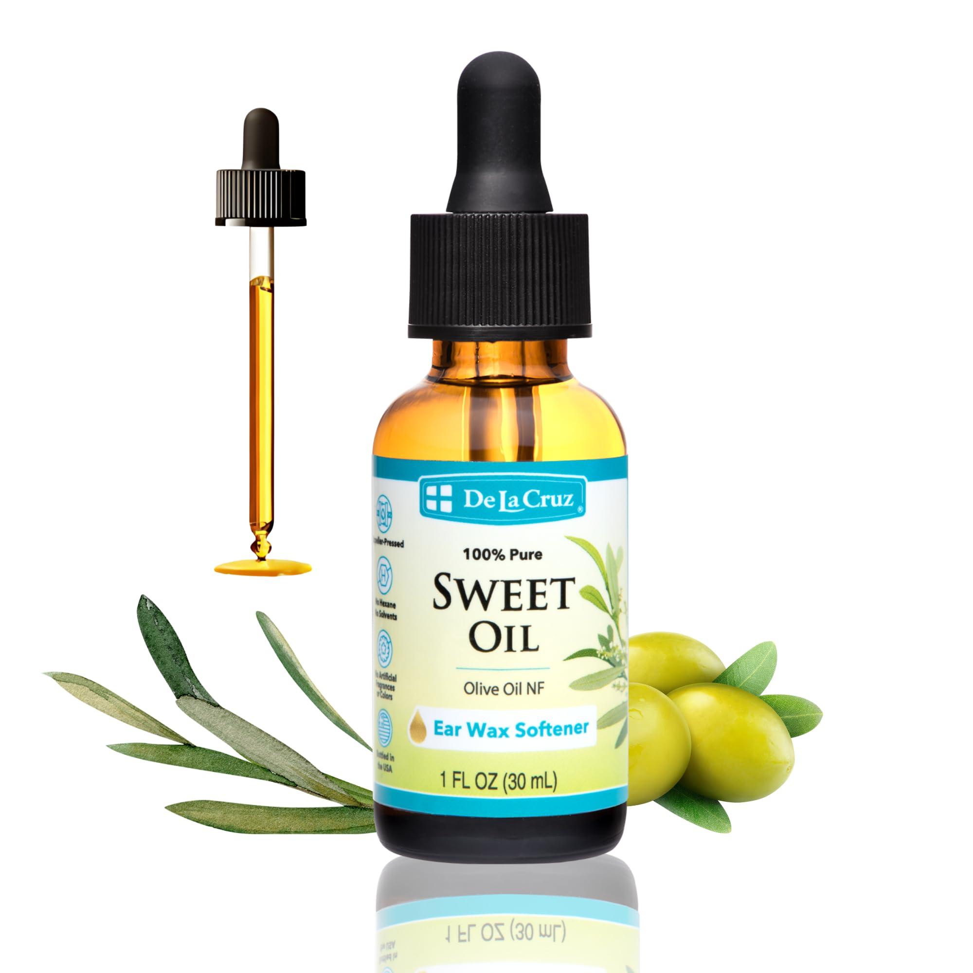De La Cruz De La Cruz 100% Pure Sweet Oil, for Softening Ear Wax, Bottled in USA, 1 FL. OZ.