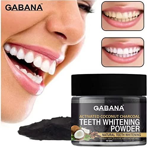 Gabana GABANA Natural Activated Coconut Charcoal Teeth Whitening Powder for Men and Women (Pack of 2, Each 50 gram)|Enamel Safe Oral Care for Effective Teeth Whitener Charcoal Powder for Teeth Whitening|