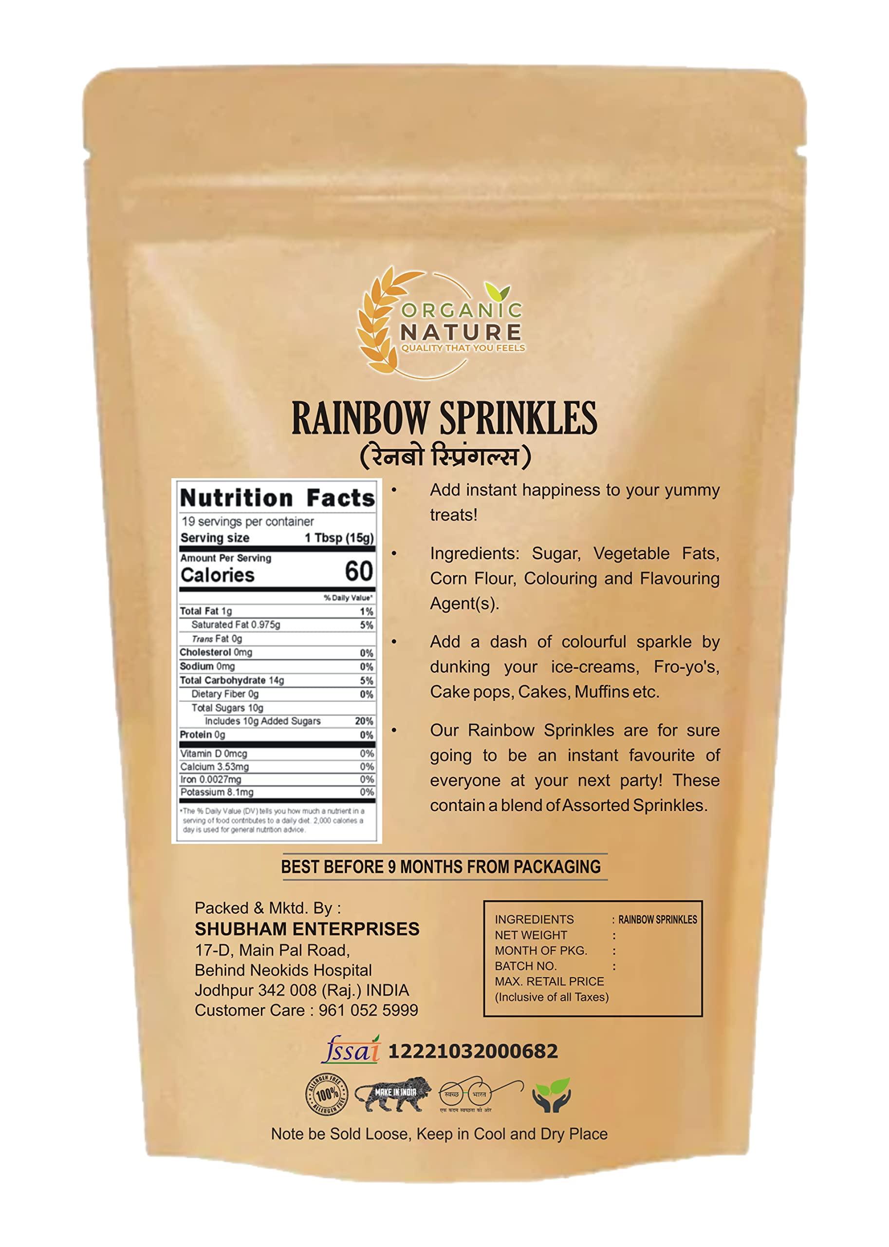 ORGANIC NATURE Organic Nature : Sprinkles - Baking/Ice Creams/Desserts/Cake Decorations (Confeito Rainbow Vermicelli (Sprinkles) Pack Of 200 Gram (Pack Of 900 Gram)