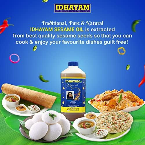 Idhayam Idhayam Sesame Oil & Mantra Groundnut Oil - Authentic Flavour & High Smoke Point - Healthy Cooking Oil for Everyday Use (Sesame Oil 1 Litre + Groundnut Oil 2 Litre)