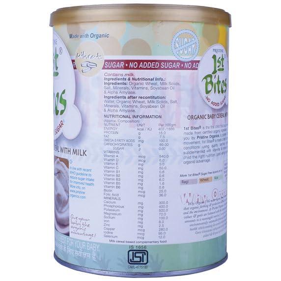 Pristine Pristine 1st BITES Baby Cereal 400g | Baby Food (6-24 Months) Stage-1, 100% Organic Wheat (No Added Sugar) | Infant Food